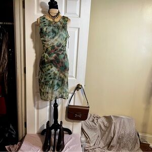 New Women’s Nicole Miller Mesh Ruched Animal Print Fairy Grunge Mini Dress 4